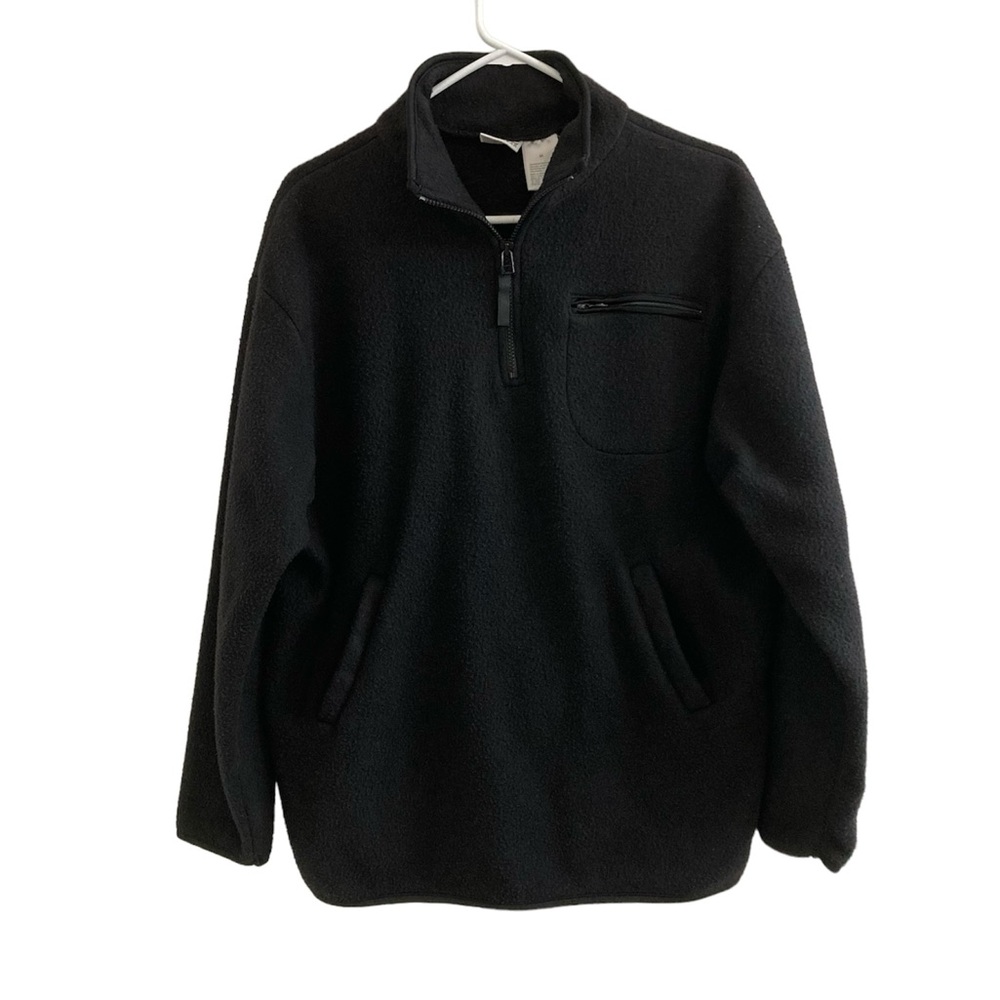 Liz Claiborne Bodywear Fleece 1/4 Zip Pullover Jacket Black Size M Pockets